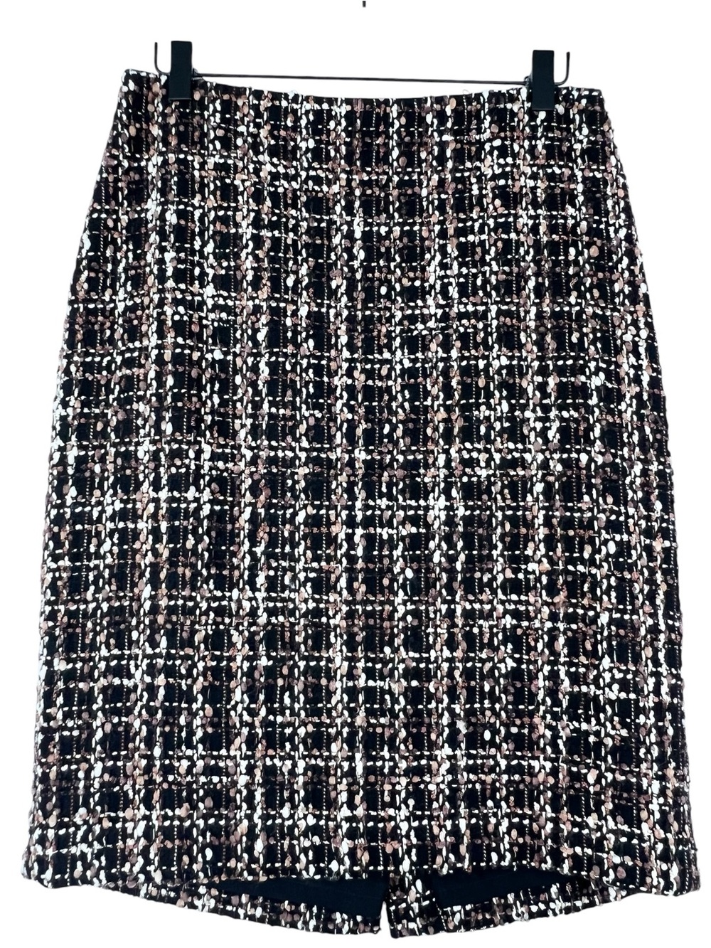 Talbots Tweed Pencil Skirt Sz 4 Black Brown Gold Classic Dark Academia Preppy